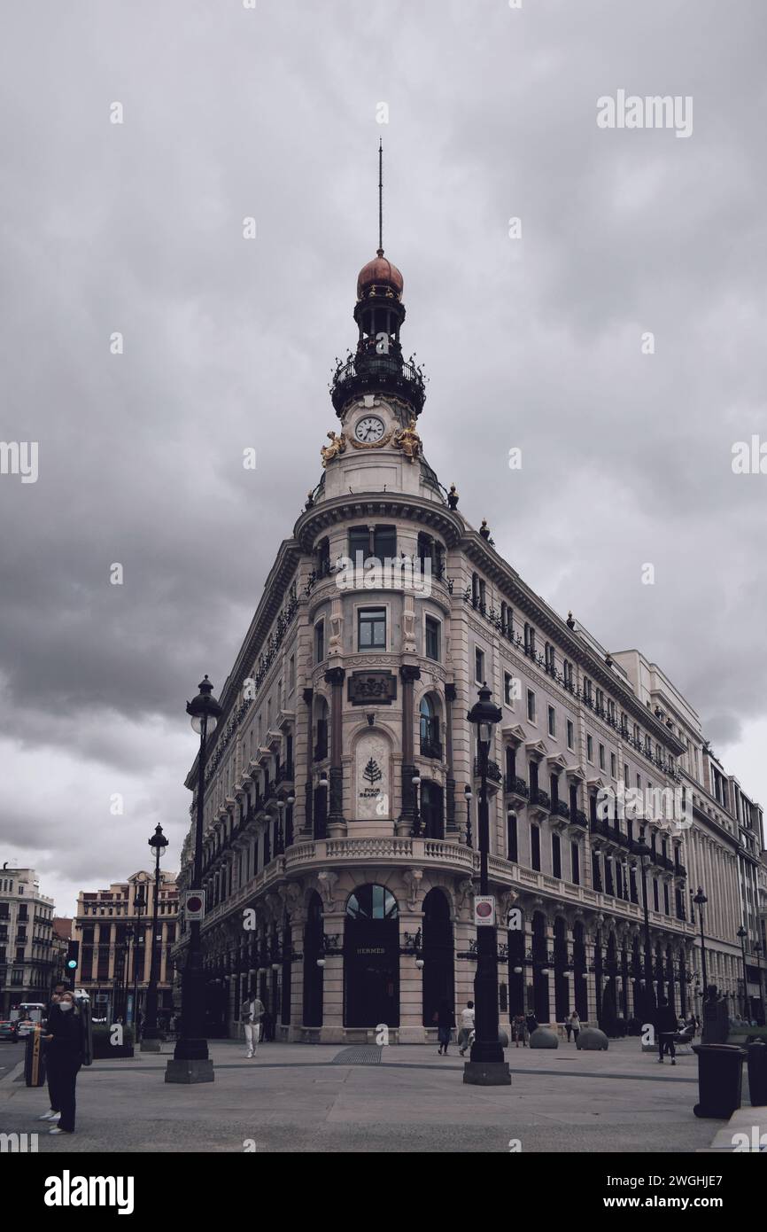corner building of Madrid in Spain on September 23, 2021 Stock Photo
