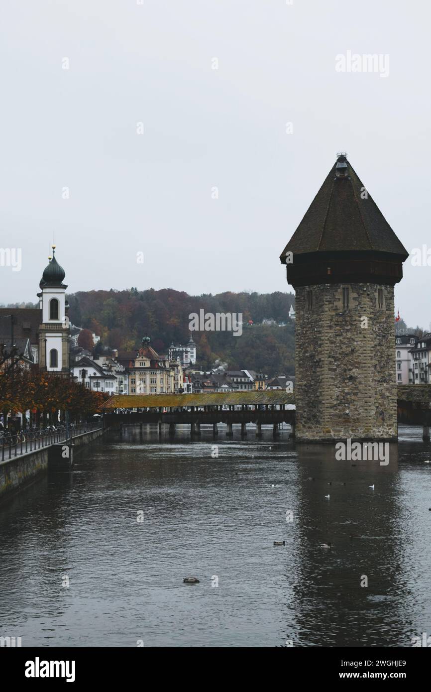 famous pedestrian bridge in the center of Lucerne in Switzerland on November 20, 2019 Stock Photo