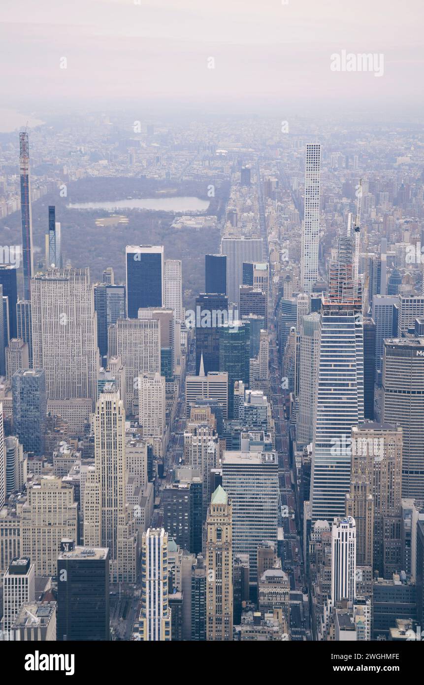 aerial views of the Manhattan skyline in New York City in the United States on February 20, 2020 Stock Photo