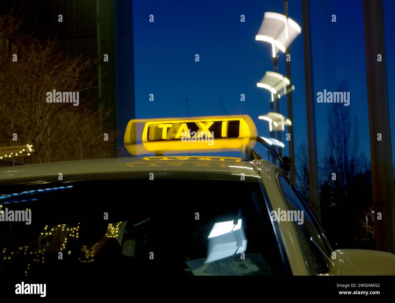 Cab light at cab rank, Munich, Bavaria, Germany Stock Photo