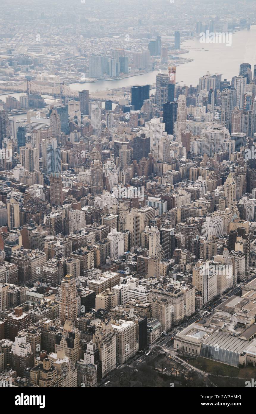 aerial views of the Manhattan skyline in New York City in the United States on February 20, 2020 Stock Photo