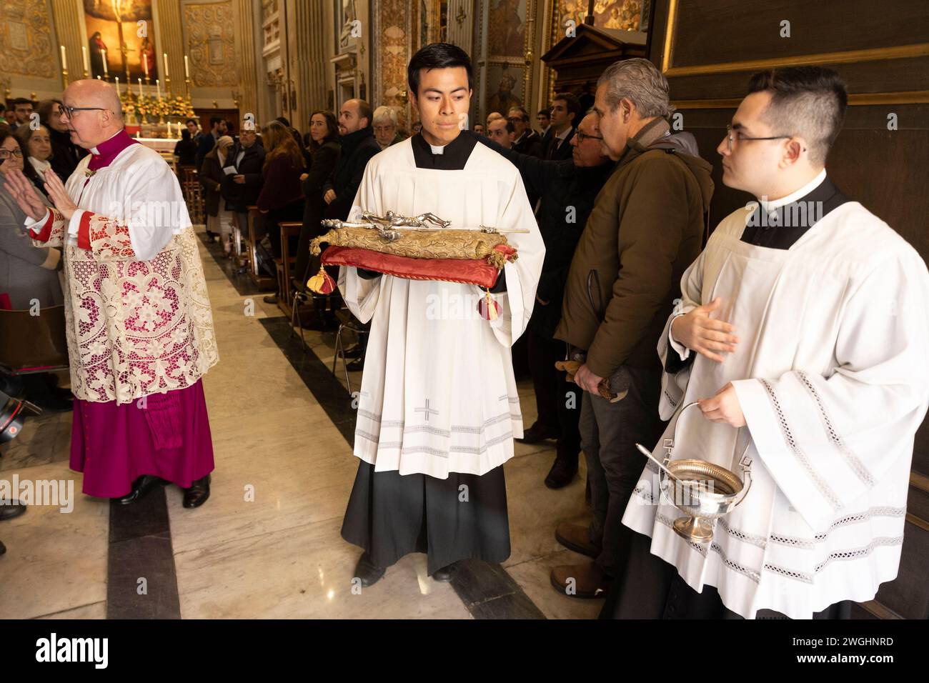 Vatican, Vatican. 21st Jan, 2024. Italy, Rome, Vatican, 2024/2/4 Spanish Cardinal José Cobo Cano, archbishop of Madrid, takes possession of the title of Santa Maria in Monserrato degli Spagnoli in Rome. Photograph by CLAUDIO ASQUINI /Catholic Press Photo Credit: Independent Photo Agency/Alamy Live News Stock Photo