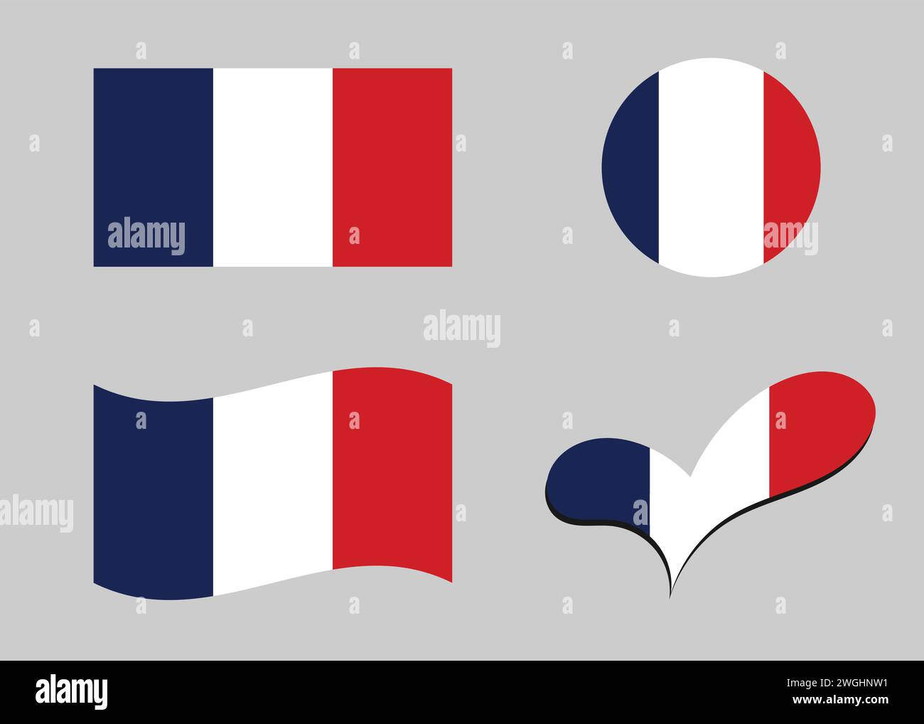 Flag of france france flag in heart shape france flag in circle shape