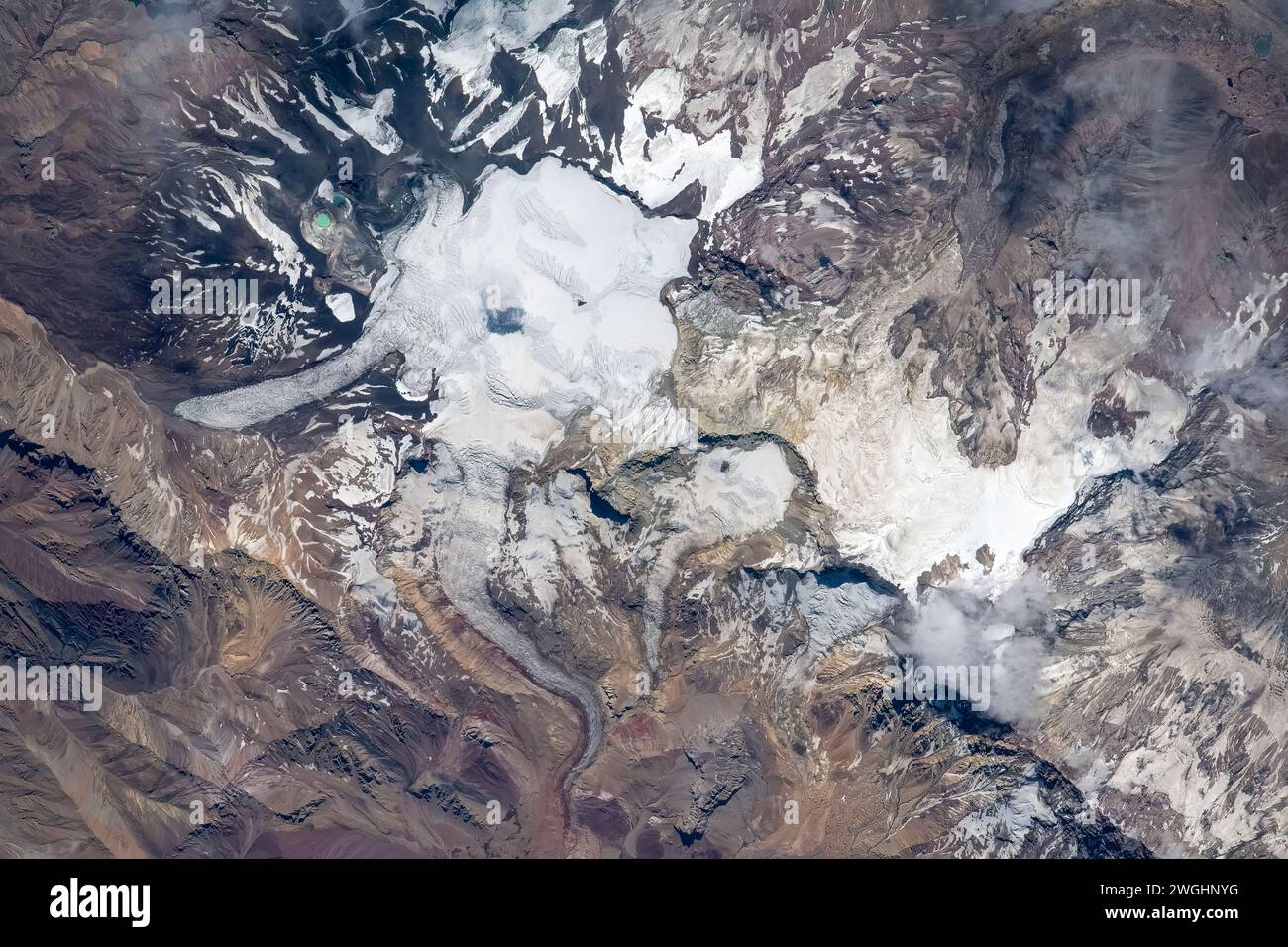 Land feature with snow in the North of San Luis, Argentina Stock Photo Alamy