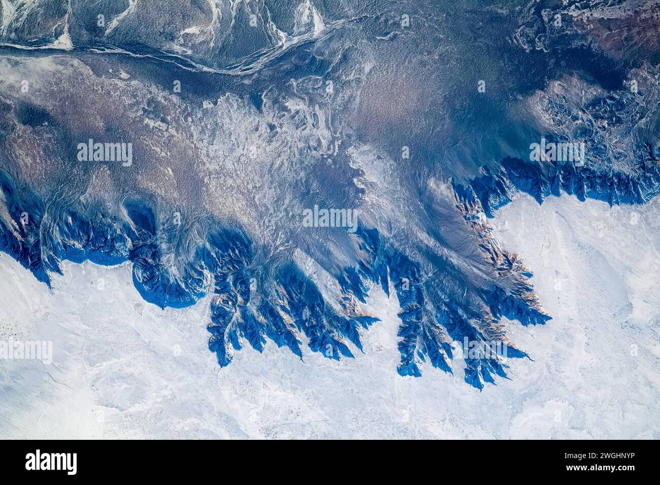 Winter snow land feature, Kazakhstan Stock Photo