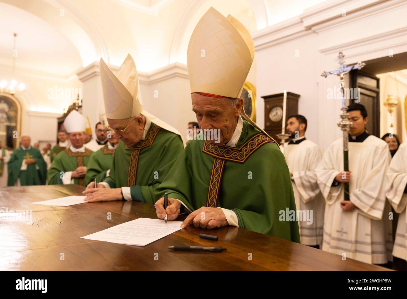 Vatican, Vatican. 04th Feb, 2024. Italy, Rome, Vatican, 2024/2/4 Spanish Cardinal José Cobo Cano, archbishop of Madrid, takes possession of the title of Santa Maria in Monserrato degli Spagnoli in Rome. Photograph by CLAUDIO ASQUINI /Catholic Press Photo Credit: Independent Photo Agency/Alamy Live News Stock Photo