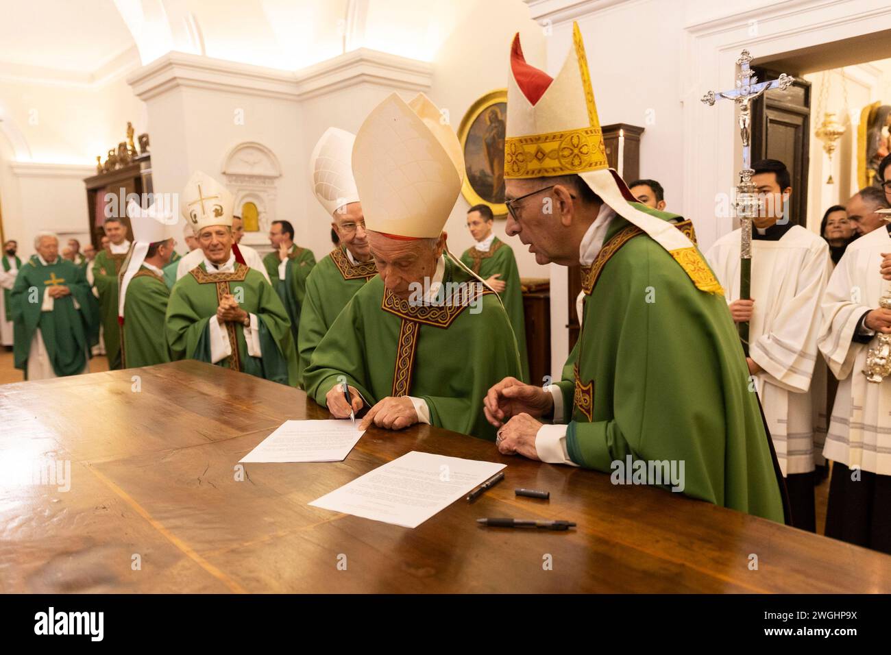 Vatican, Vatican. 04th Feb, 2024. Italy, Rome, Vatican, 2024/2/4 Spanish Cardinal José Cobo Cano, archbishop of Madrid, takes possession of the title of Santa Maria in Monserrato degli Spagnoli in Rome. Photograph by CLAUDIO ASQUINI /Catholic Press Photo Credit: Independent Photo Agency/Alamy Live News Stock Photo