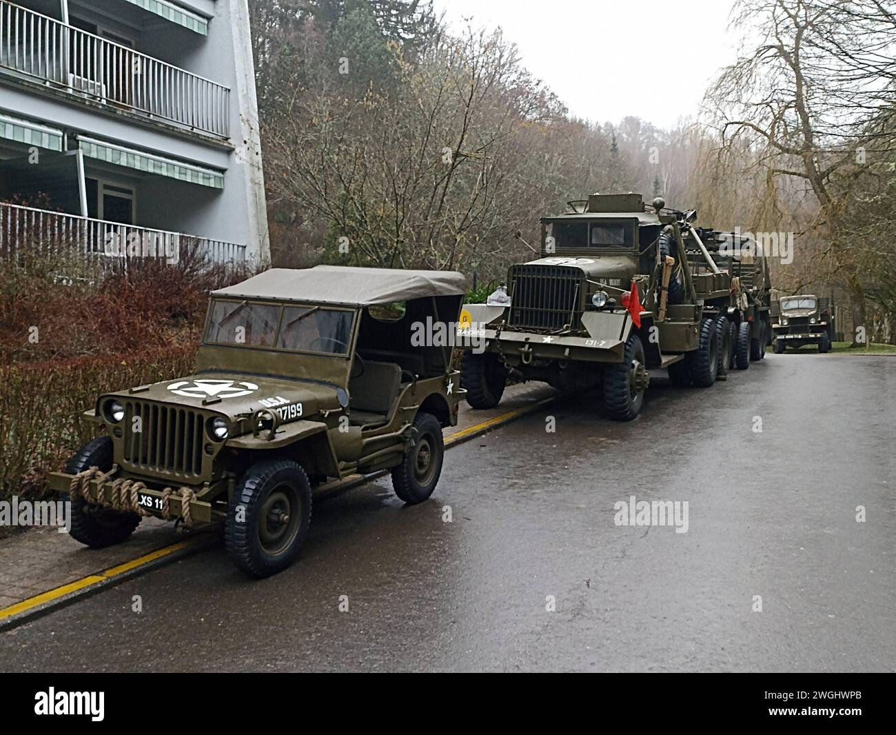 Houfflaize Historische Militaerfahrzeuge in Houfflaize, Belgien, 03.02.2024 Historischer Fahrzeuge der US Militaerstreitkraefte des 2. Weltkrieges Historische Militaerfahrzeuge in Houfflaize, Belgien, 03.02.2024 *** Houfflaize Historic military vehicles in Houfflaize, Belgium, 03 02 2024 Historic vehicles of the US military forces of World War 2 Historic military vehicles in Houfflaize, Belgium, 03 02 2024 Copyright: xAugstx/xEibner-Pressefotox EP jat Stock Photo