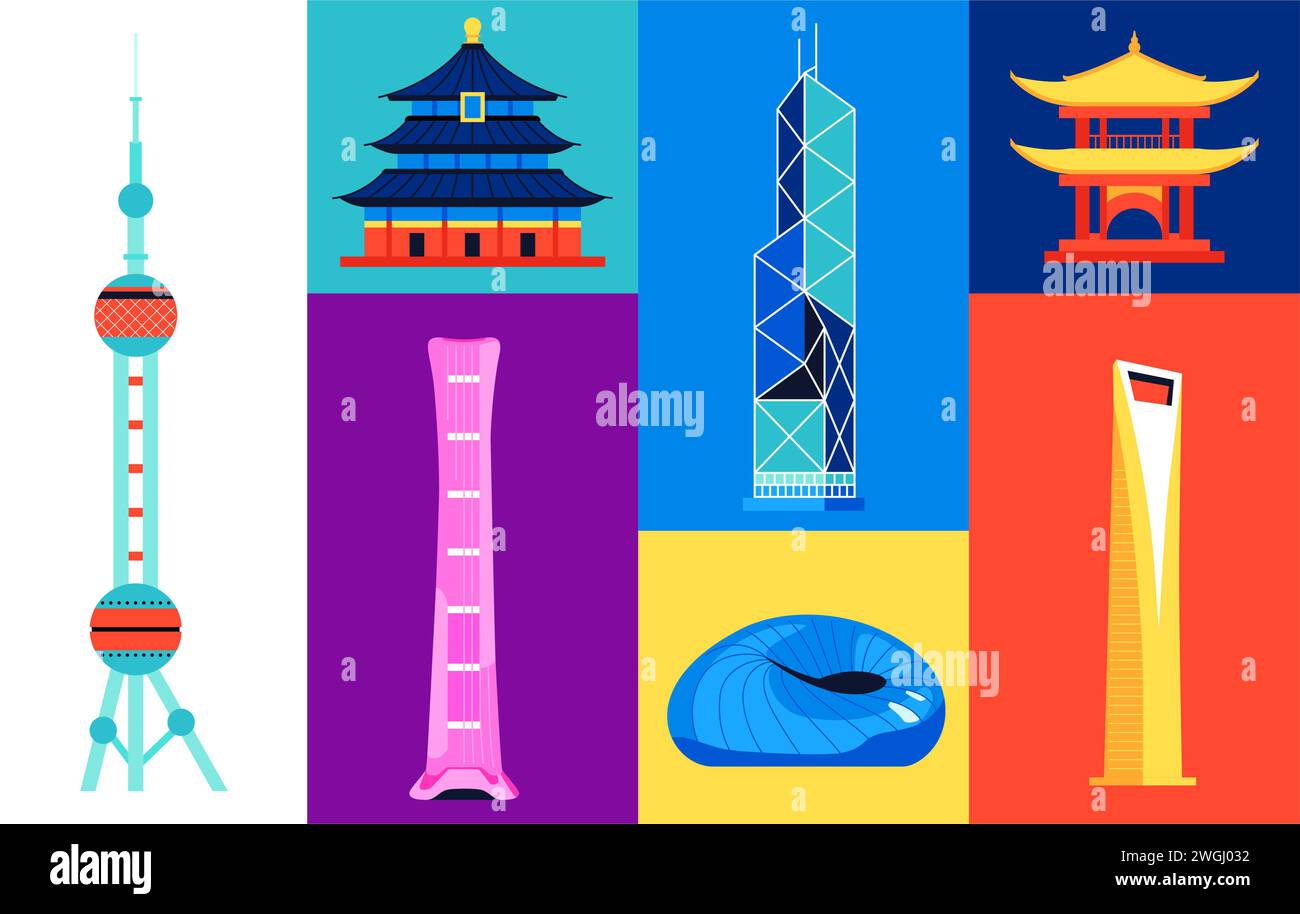 Chinese Architecture Set Of Flat Design Style Illustrations Stock chinese-architecture-set-of-flat-design-style-illustrations-stock