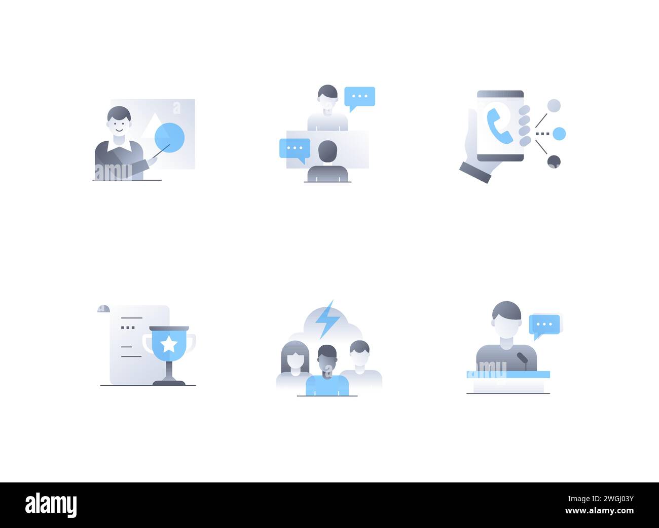 Business and teamwork - flat design style icons set Stock Vector Image ...