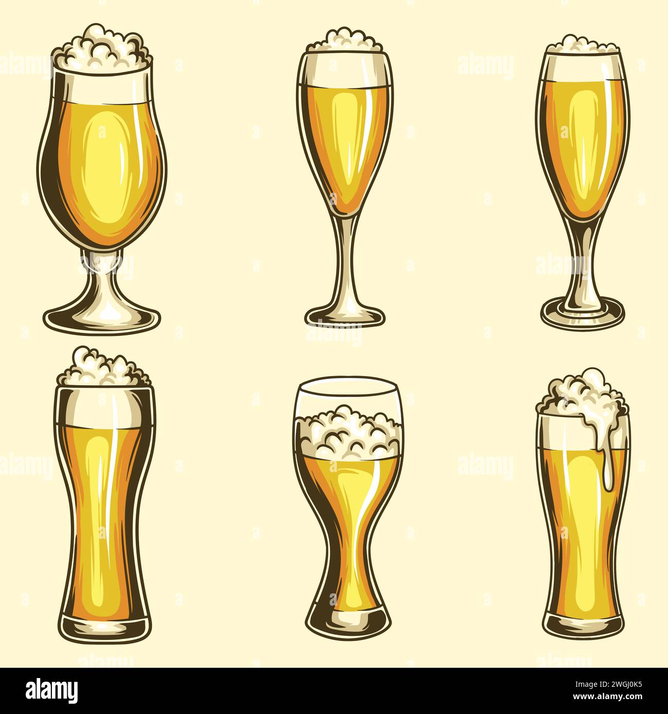 Glass pale ale beer set collection vector illustration for your company or brand Stock Vector