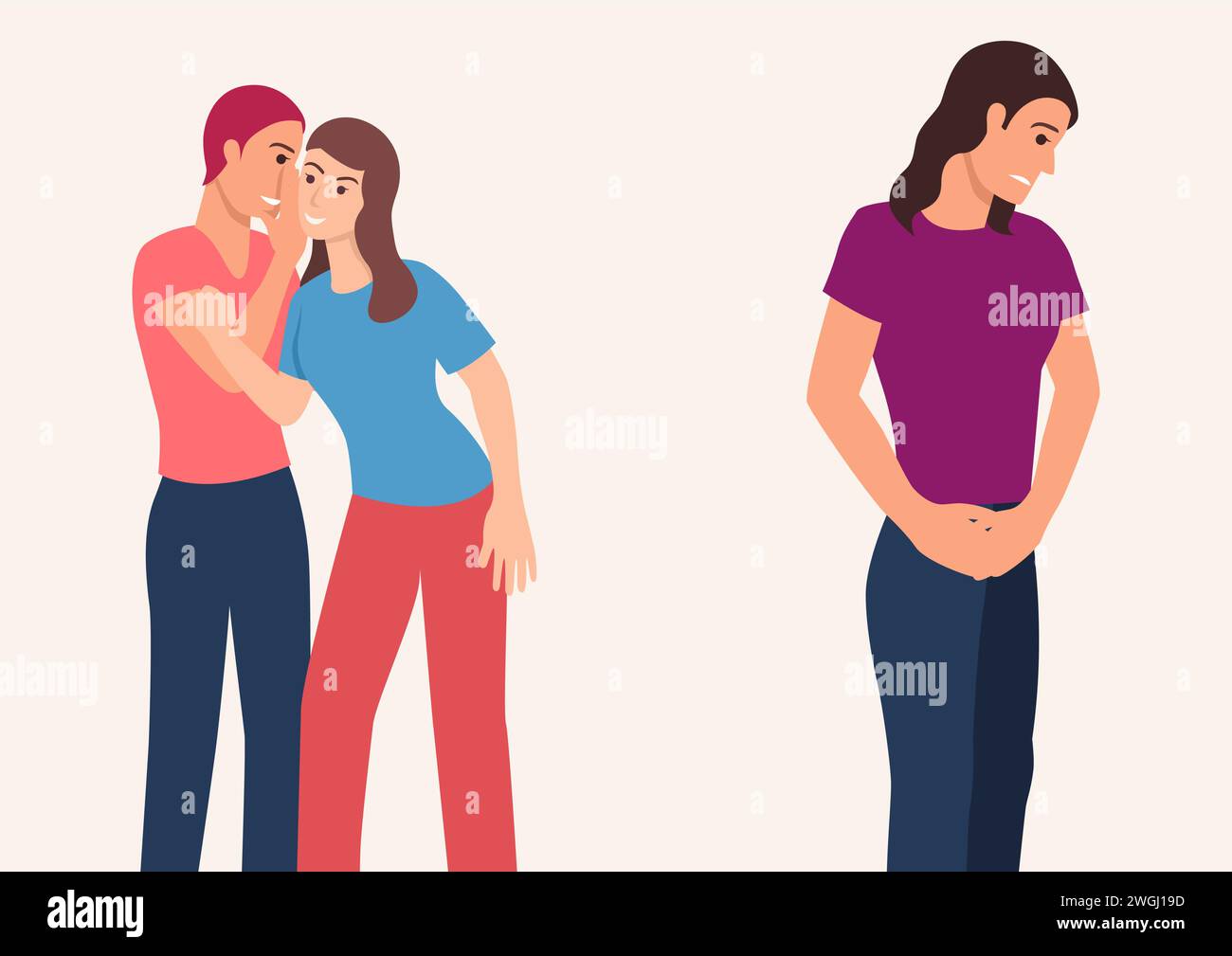 Women talking and whispering behind their friends back, gossiping