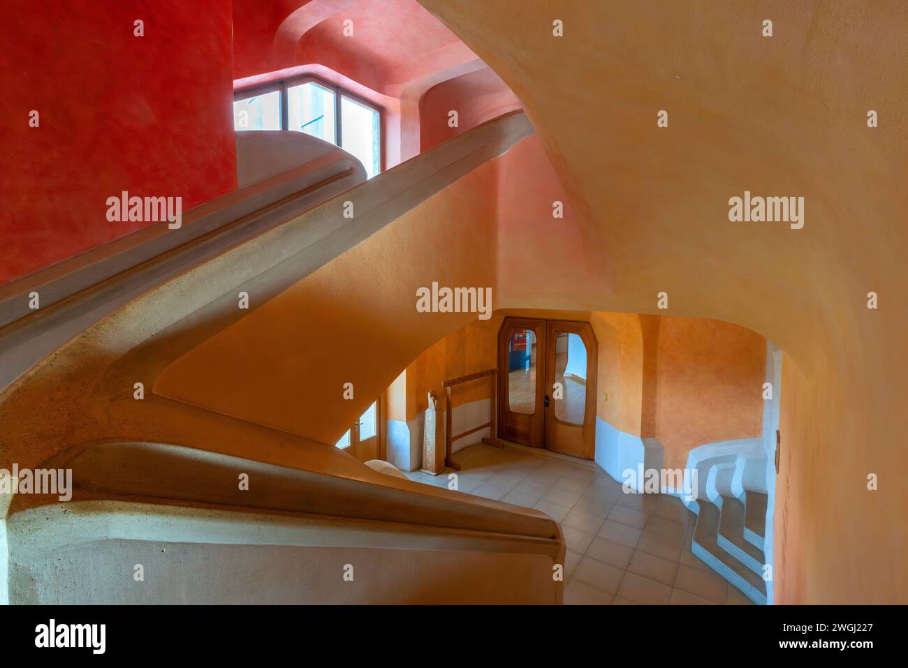 Interior of the Second Goetheanum, the world center for the anthroposophical movement. building designed by Rudolf Steiner, located on top of the hill Stock Photo