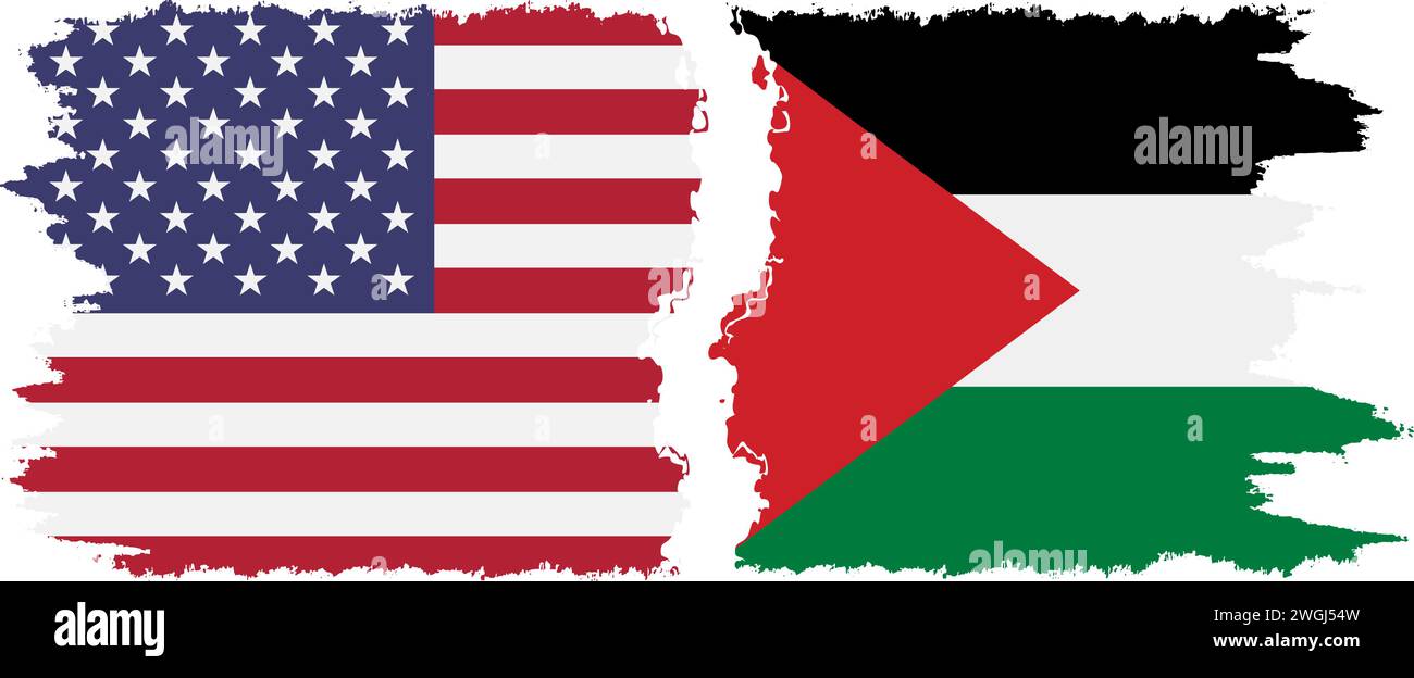 Palestine and USA grunge flags connection, vector Stock Vector Image