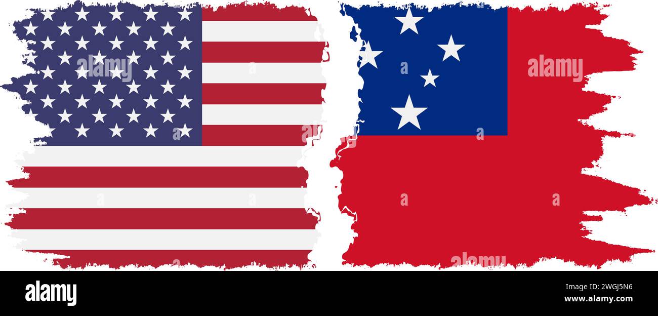 Independent State and USA grunge flags connection, vector Stock Vector