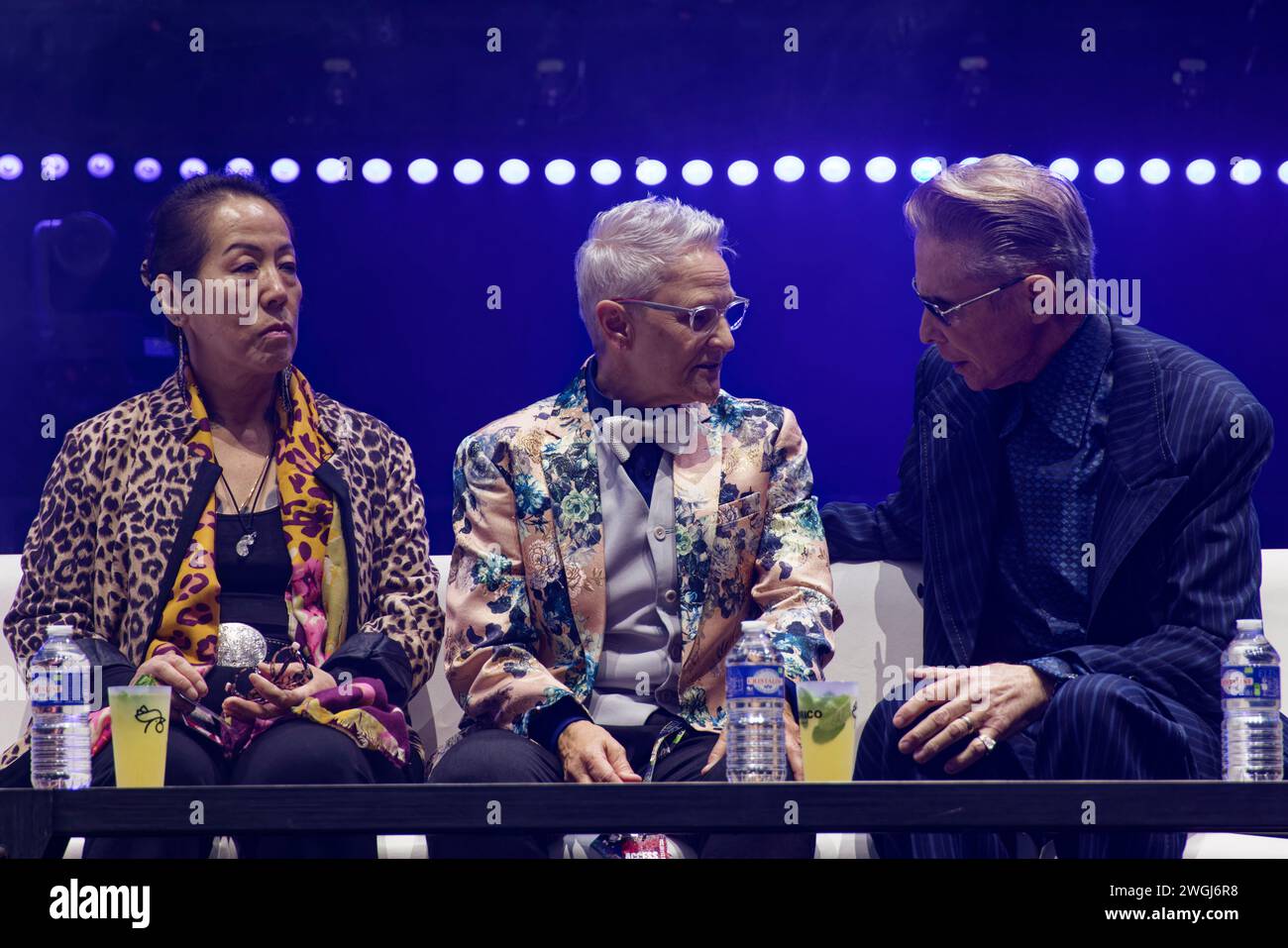 Paris, France. 3rd Feb, 2024. Jury, Junko Shimada, Kari Barba and Mark Mahoney for the Best large tattoo during the TATTOO PLANETARIUM. Stock Photo