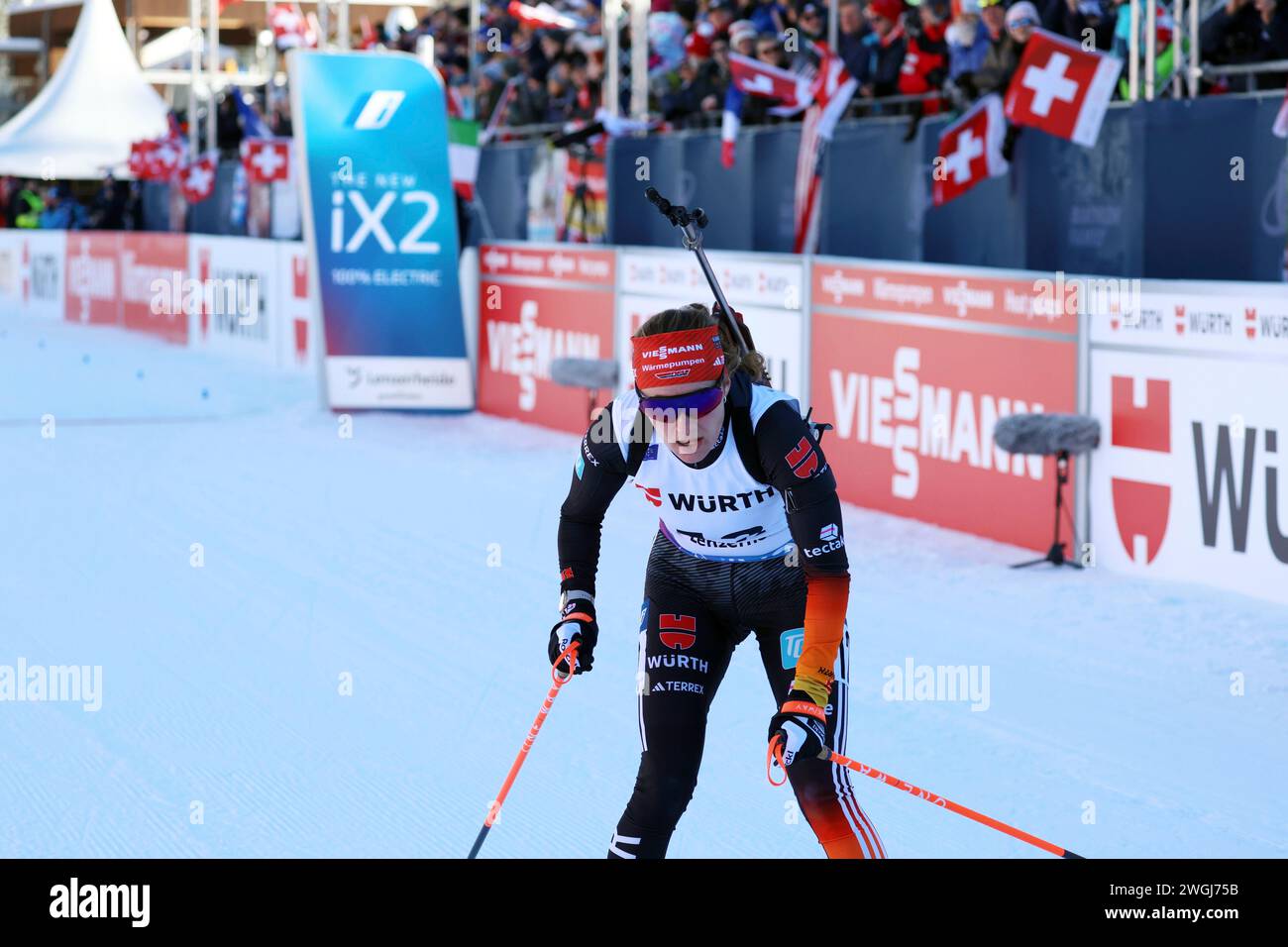 Janina Hettich-Walz (SC Schönwald/GER) beim IBU Biathlon Weltcup Verfolger Frauen Lenzerheide 2023 Stock Photo