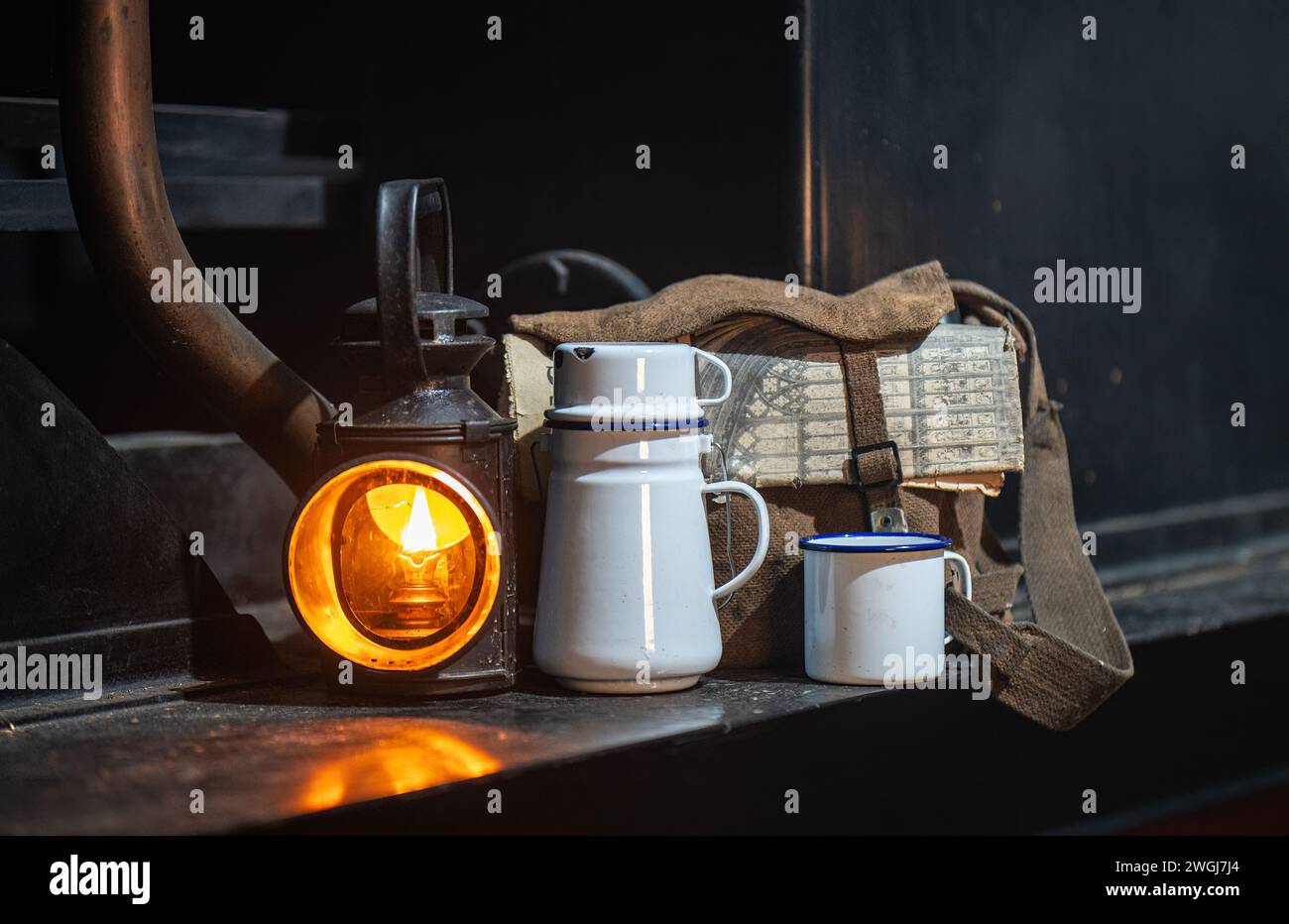 Still Life on Steam Engine Footplate. Stock Photo