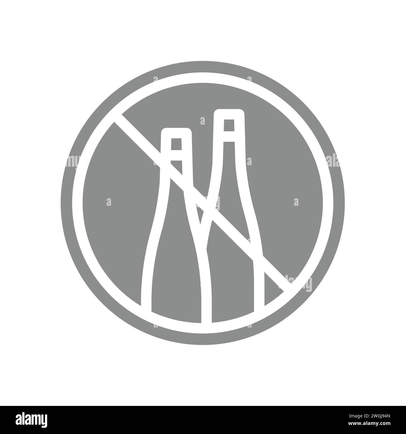 Do not throw glass in the garbage label. No glass waste vector icon