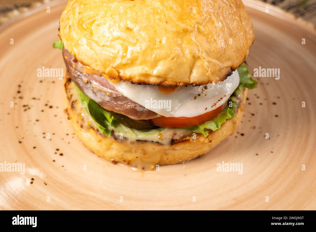 Savory Delight, A Symphony of Flavors in This Gourmet burger Stock Photo