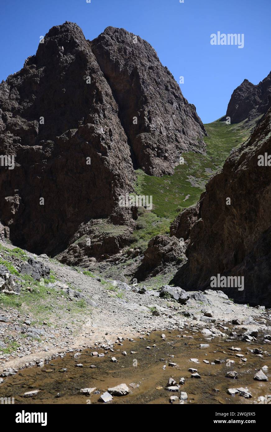 View of Yolyn Am the amazing george in Mongolia Stock Photo