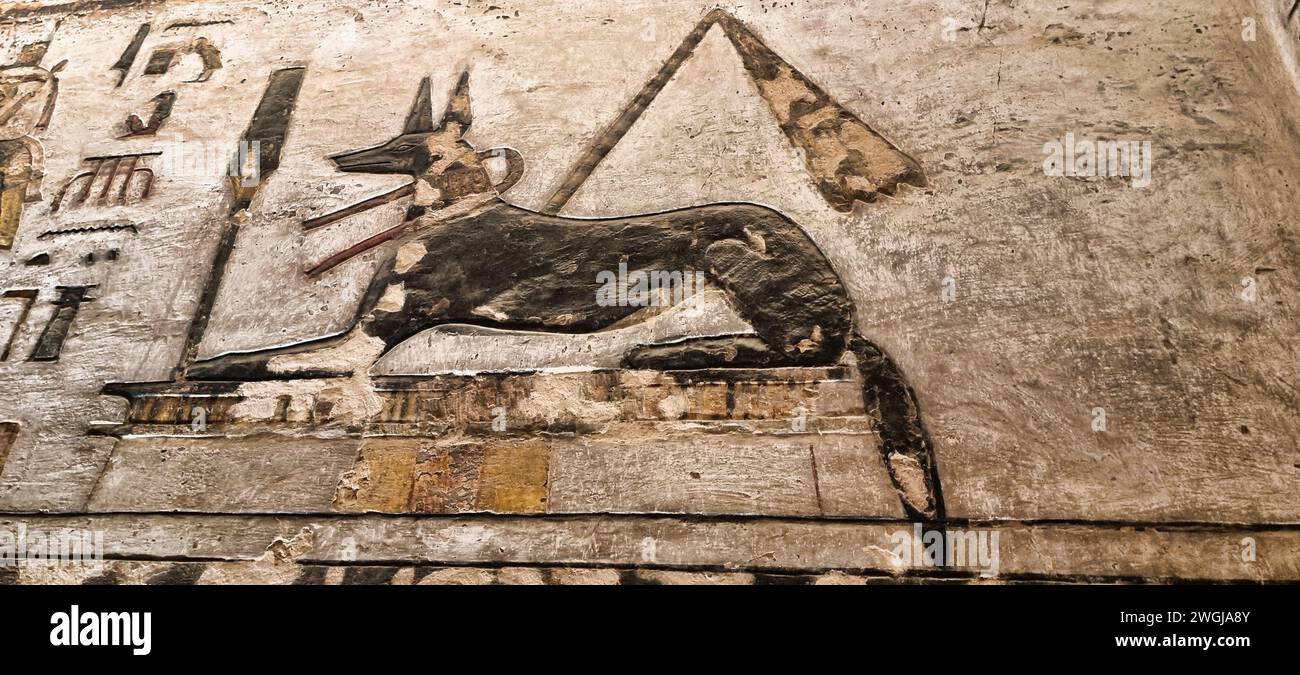 An Egyptian animal painted on wall Stock Photo