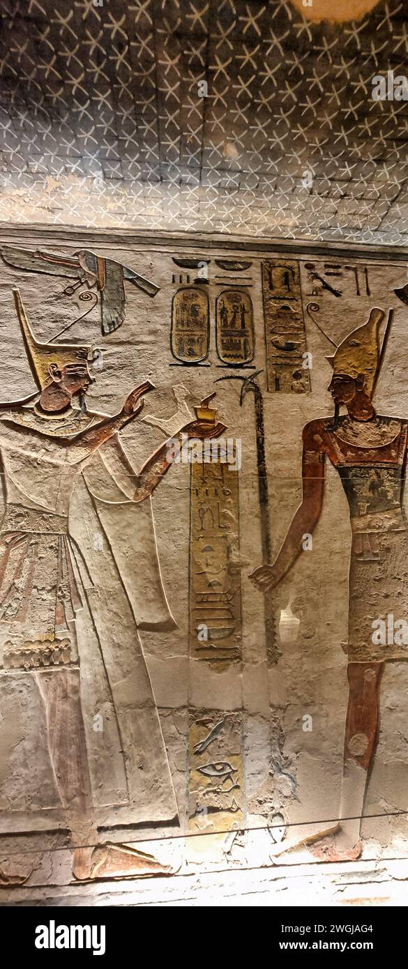 An ancient Egyptian artwork displayed in a building Stock Photo