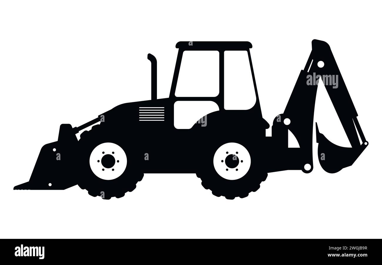 Backhoe loader. Construction machinery. Special equipment. Vector