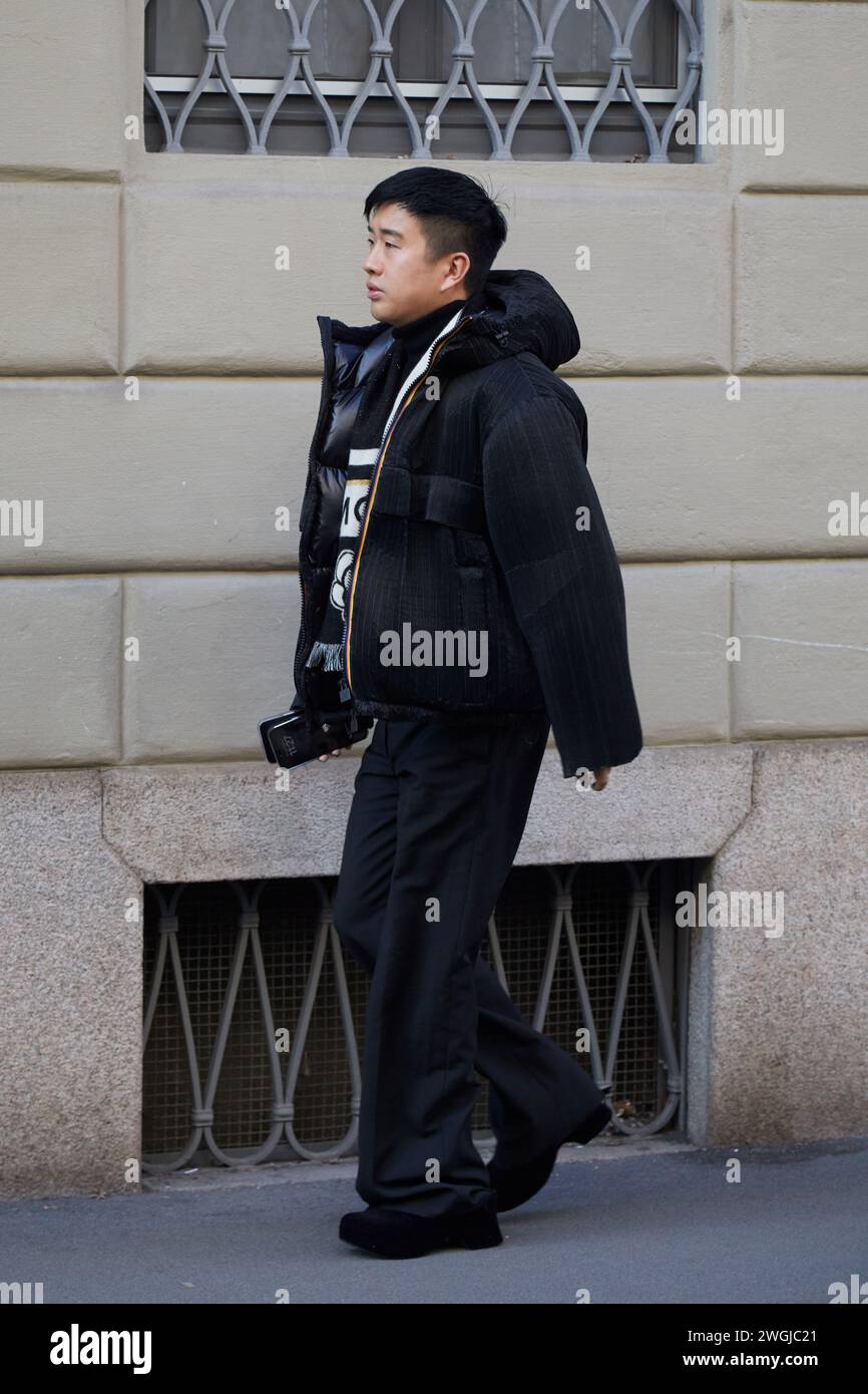 Declan Chan MILAN, ITALY - JANUARY 15, 2024: Declan Chan before Giorgio Armani ...