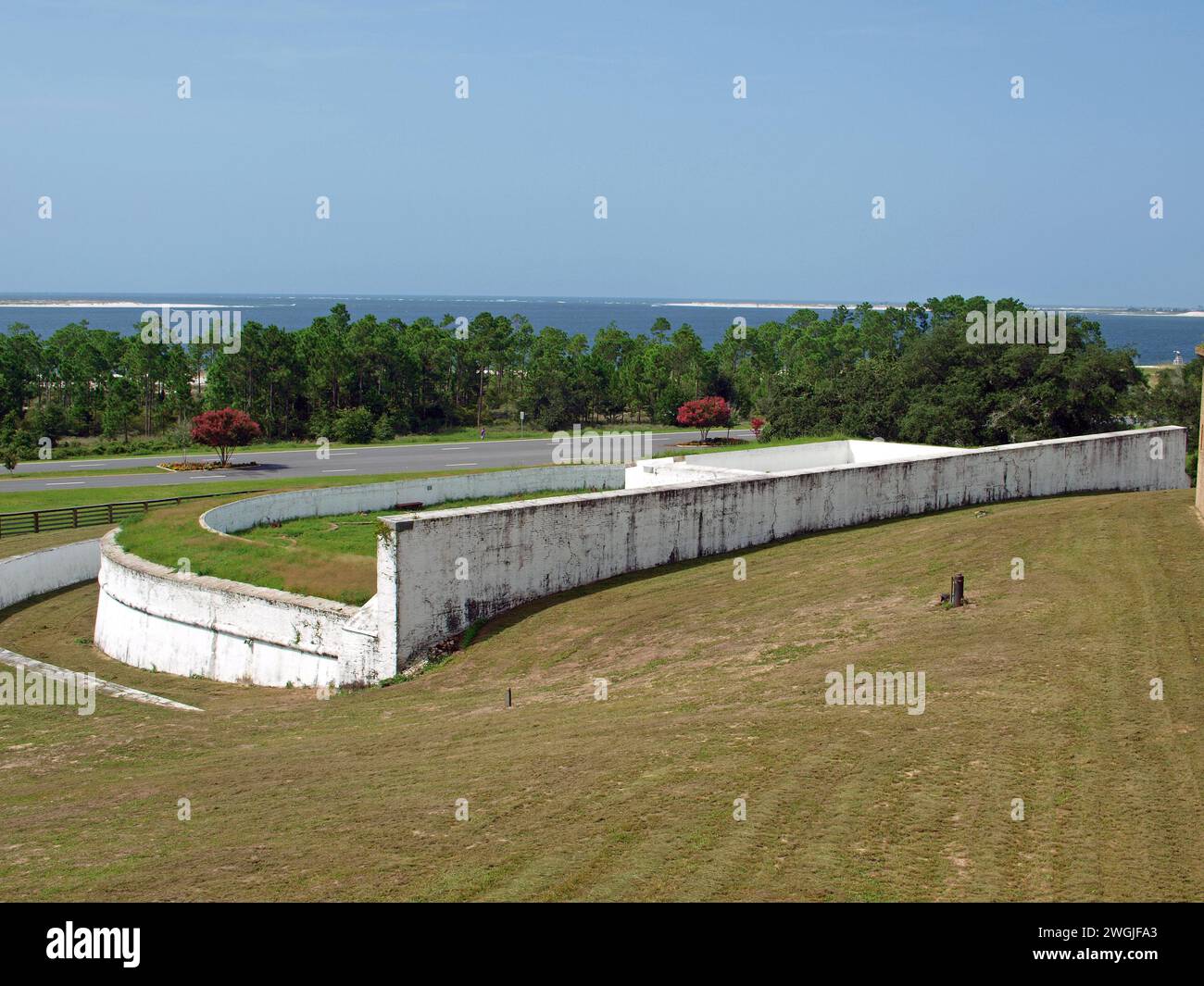 Pensacola, Florida, United States - August 9, 2012: The oldest battery of Fort Barrancas facing the entrance of the bay. Stock Photo