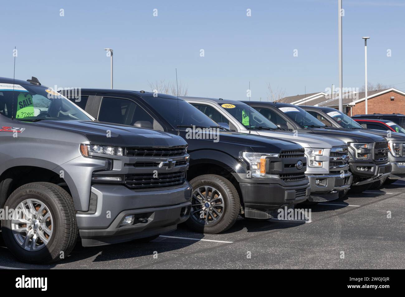 Kokomo February 4, 2024 Used pickup truck display at a dealership