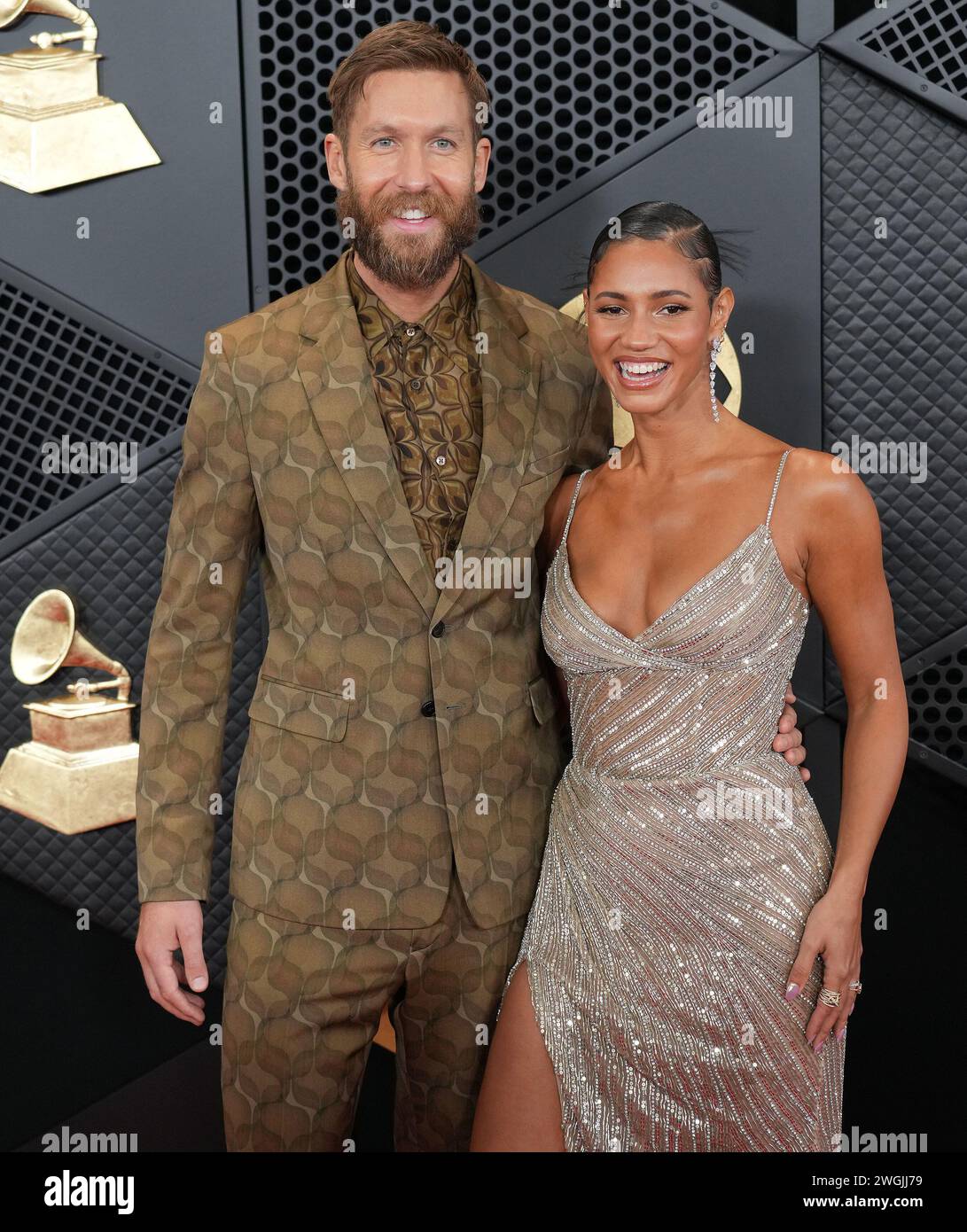 Los Angeles, USA. 04th Feb, 2024. (L-R) Calvin Harris and Vick Hope arrives  at the 66th Annual Grammy Awards held at the Crypto.com Arena in Los  Angeles, CA on Sunday, ?February 4,
