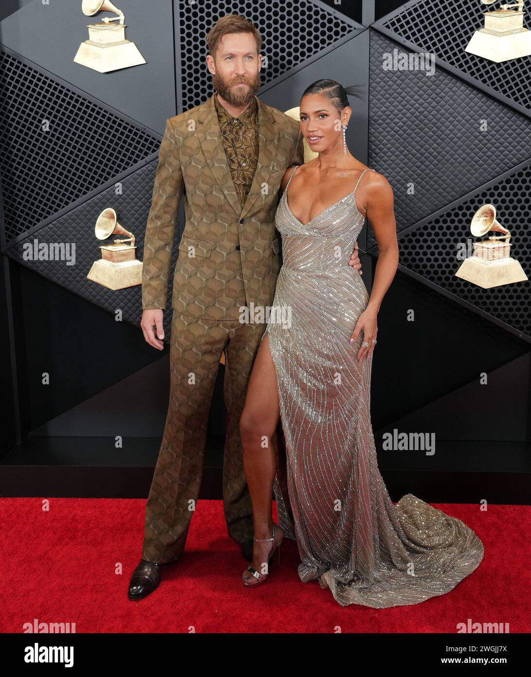 Los Angeles, USA. 04th Feb, 2024. (L-R) Calvin Harris and Vick Hope arrives  at the 66th Annual Grammy Awards held at the Crypto.com Arena in Los  Angeles, CA on Sunday, ?February 4,