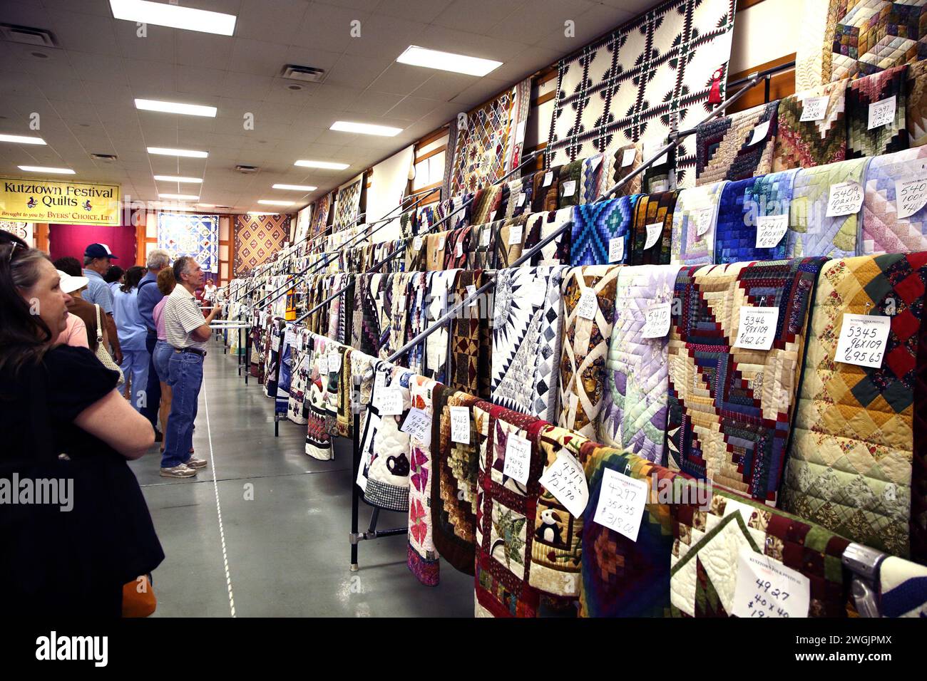 Hand made Quilts auction  at Kutztown folk festival. Stock Photo