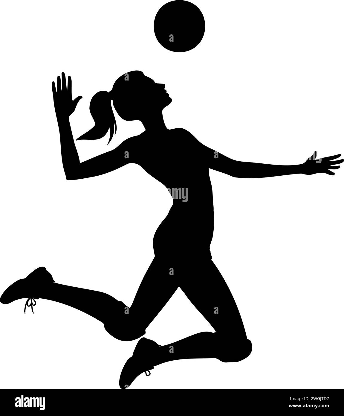 Silhouette of a female volleyball player serving. vector illustration Stock Vector