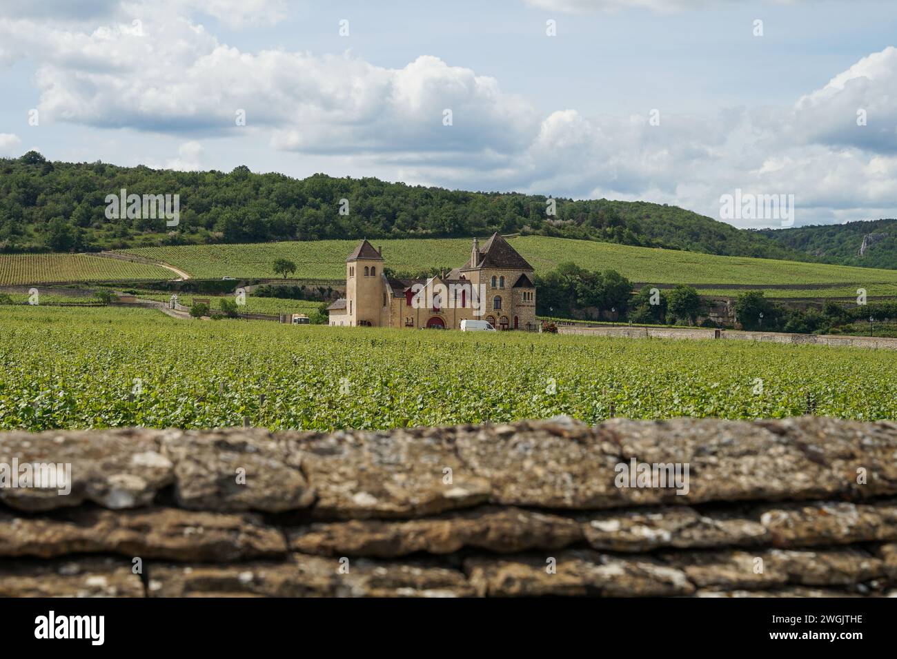 Bourgogne, France June 12 2021 Burgundy traditional chateau winery