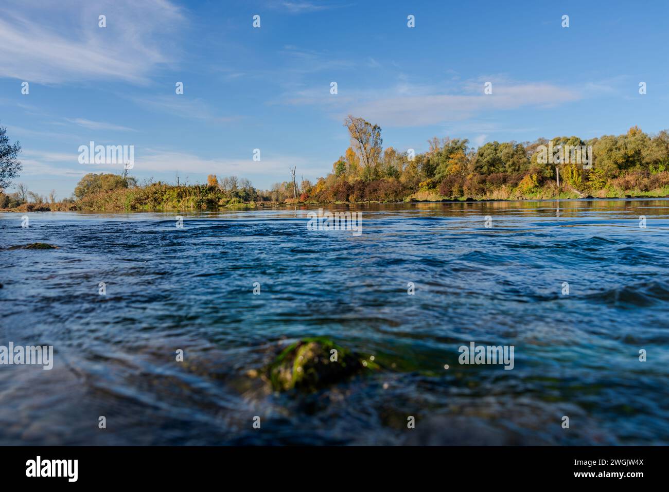 At the Isar river, Lower Bavaria, Germany Stock Photo