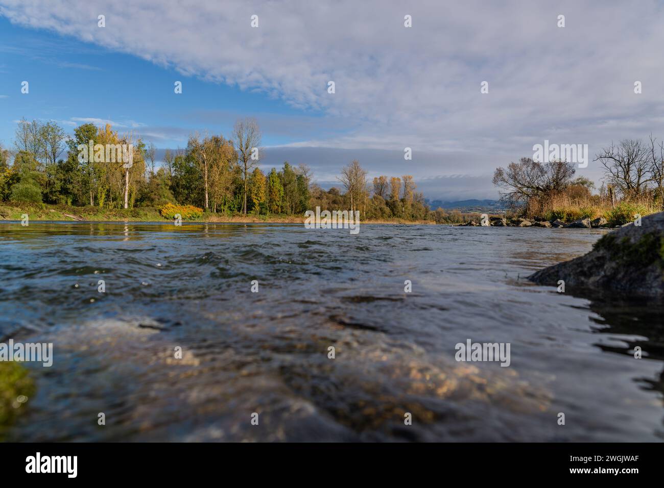 At the Isar river, Lower Bavaria, Germany Stock Photo