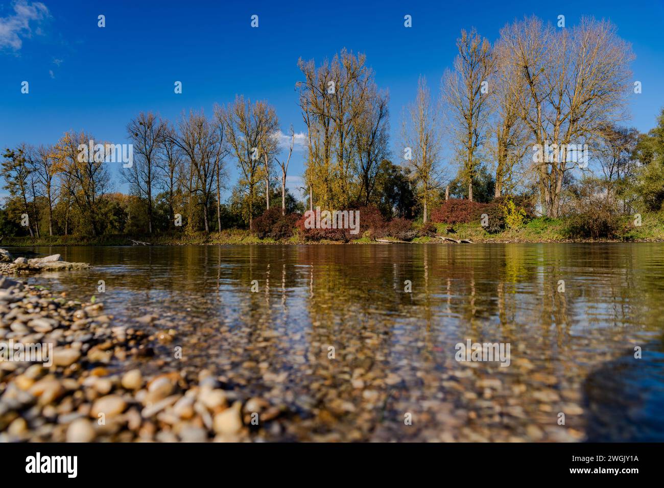 At the Isar river, Lower Bavaria, Germany Stock Photo