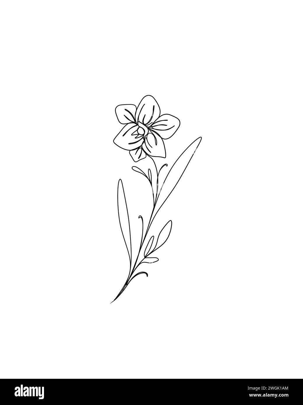 line art drawing of flowers. minimalism sketch, idea for invitation ...