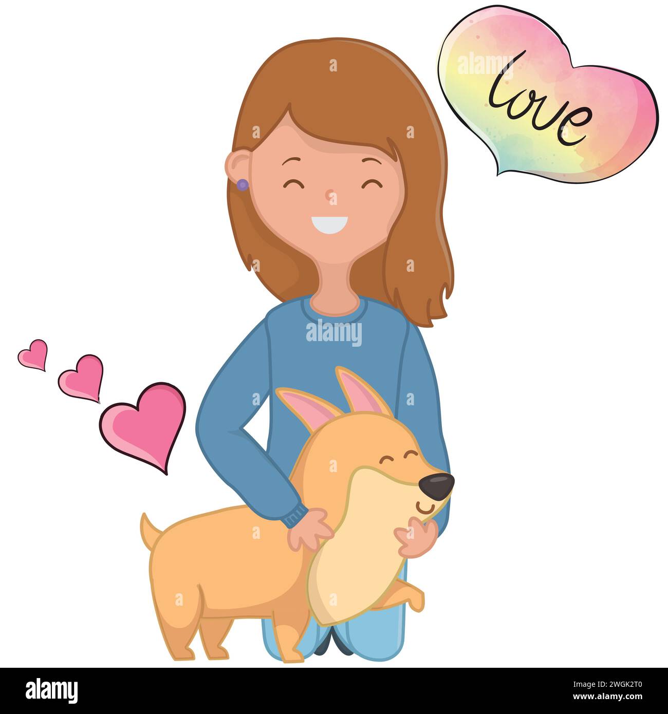 cute cat and people pop art style vector image Stock Vector