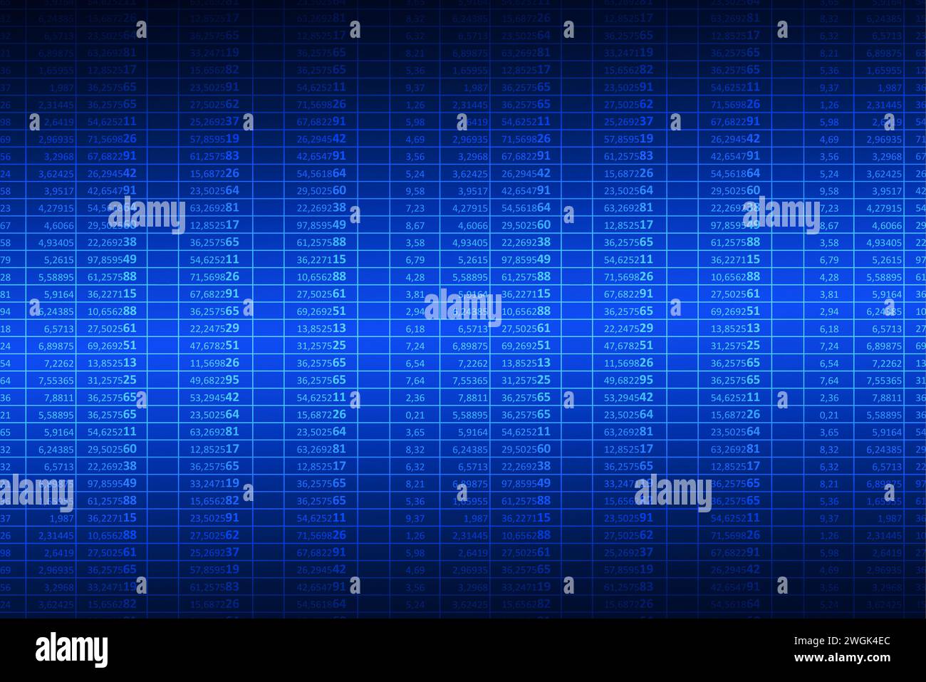 Glowing spreadsheet and analytics data on digital screen. Analytics and exchange concept. 3d rendering Stock Photo