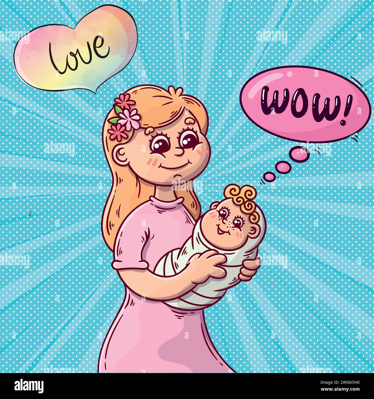 Super mom pop art style vector image Stock Vector