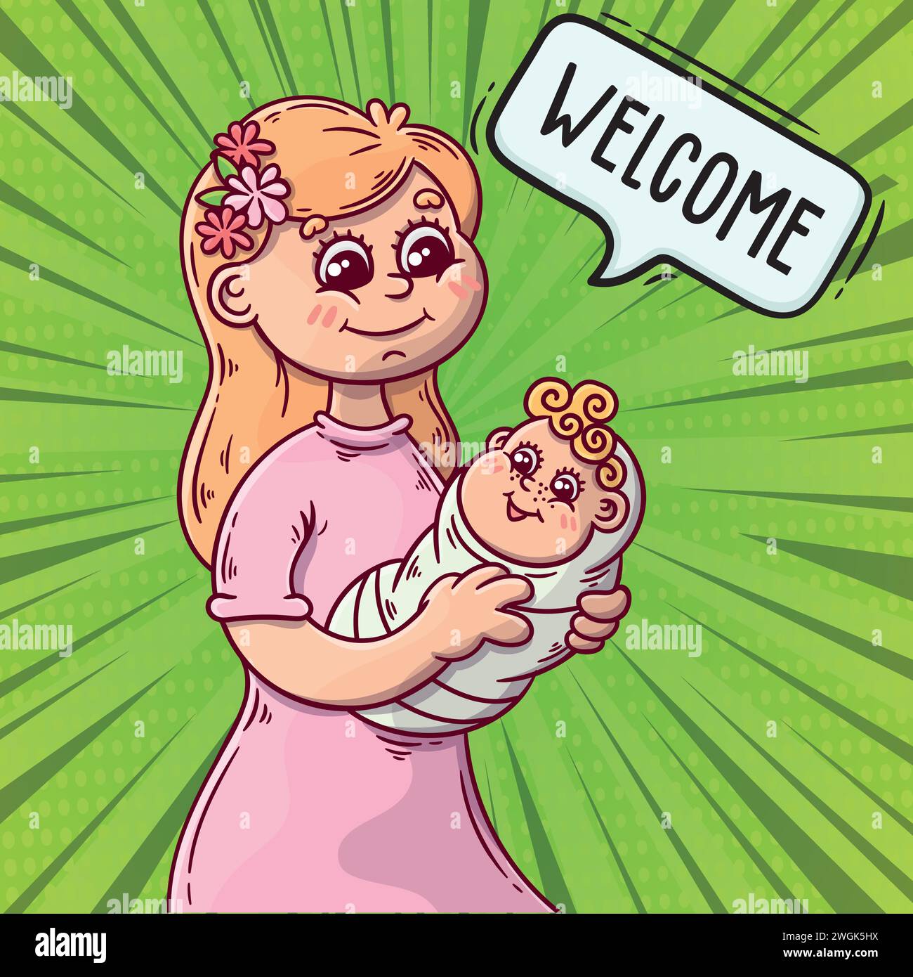 Super mom pop art style vector image Stock Vector