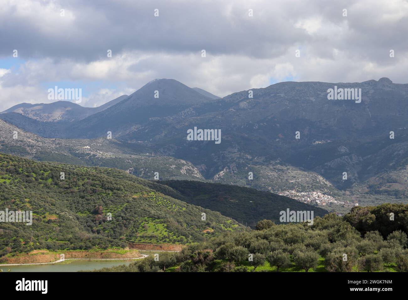A rural landscape in Crete island.Mountainous region Stock Photo