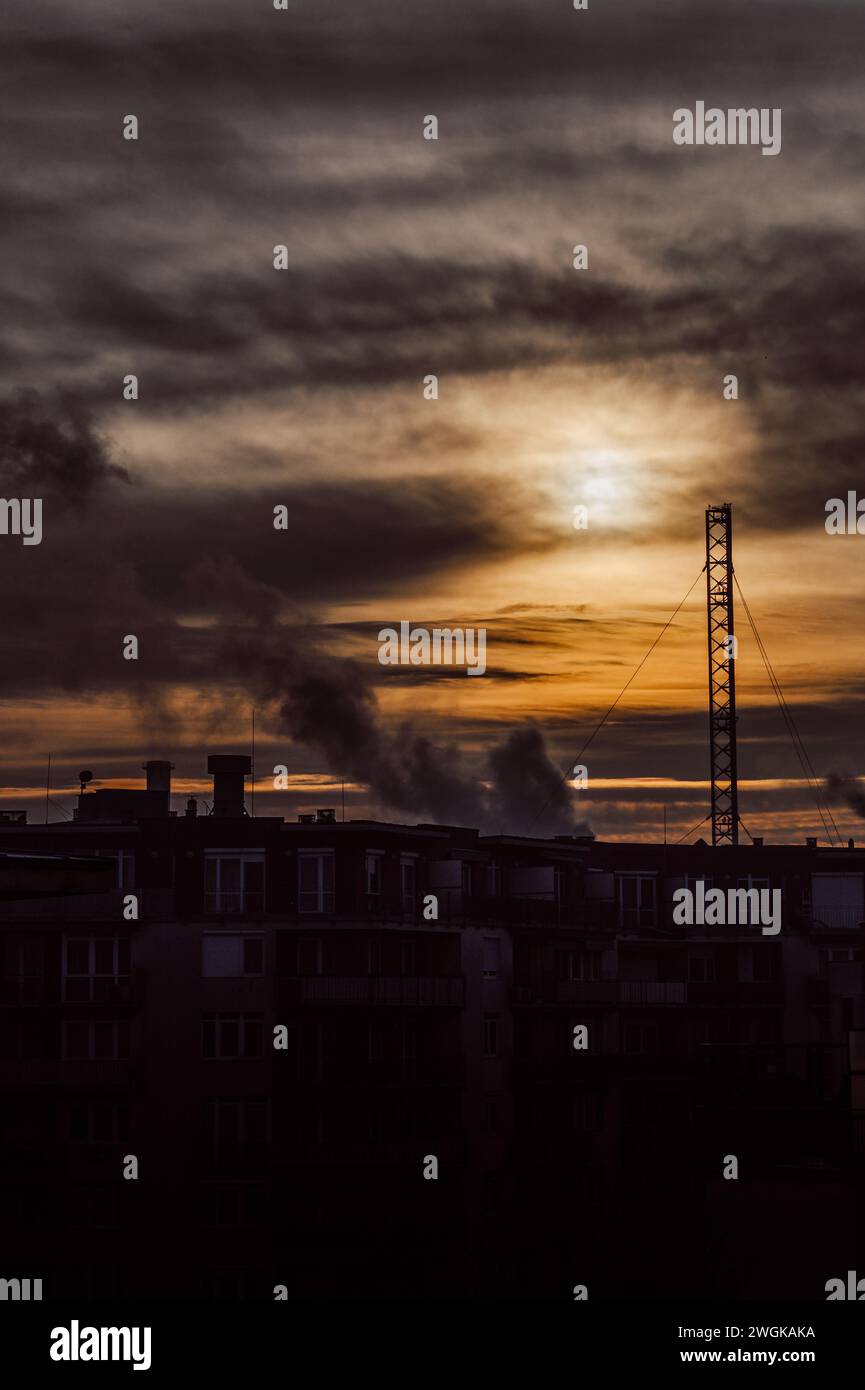 Light rays over the cloud with silhouette Stock Photo