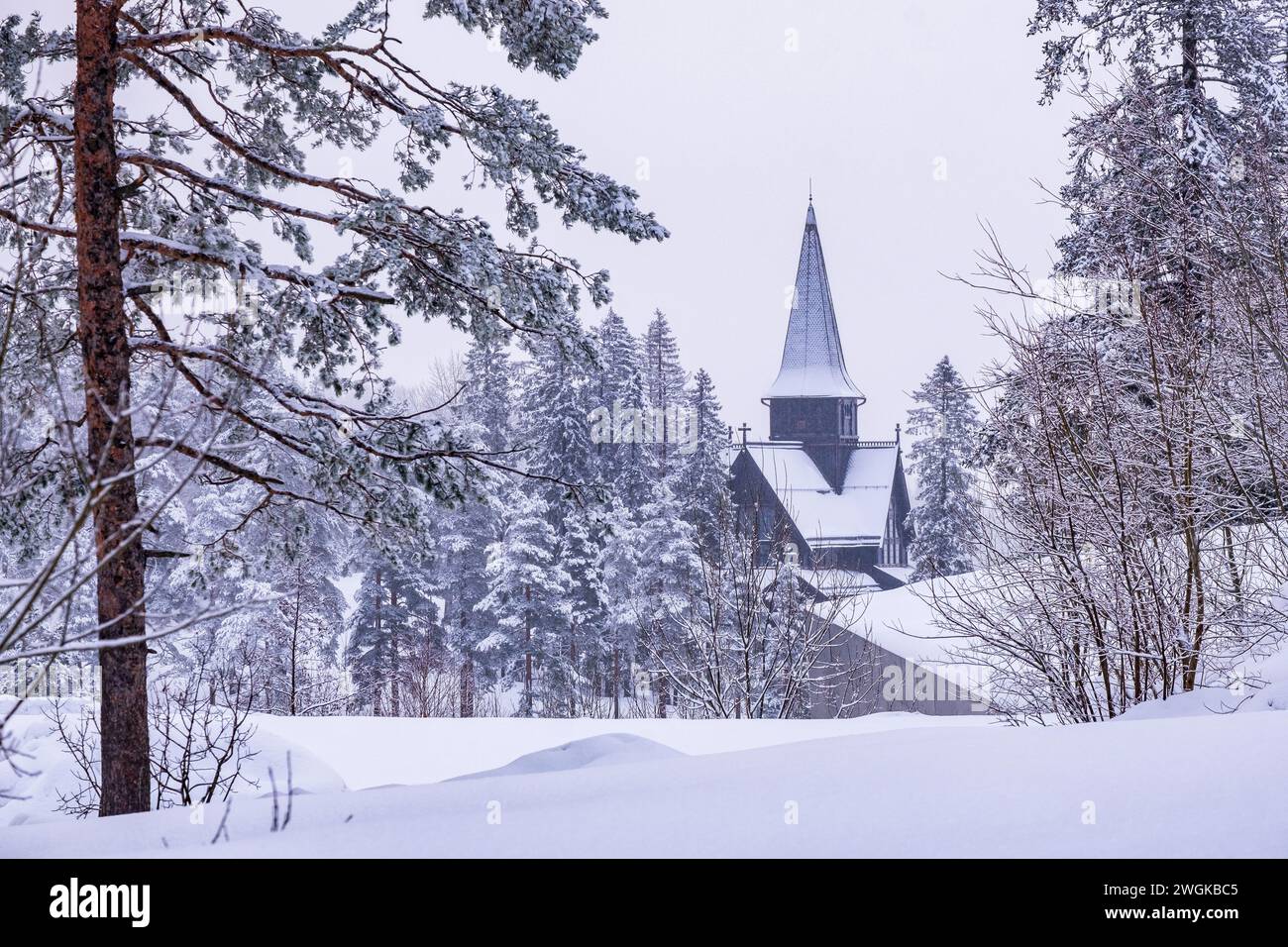 Holmenkollen chapel, Oslo, Norway, after a fresh snowfall Stock Photo