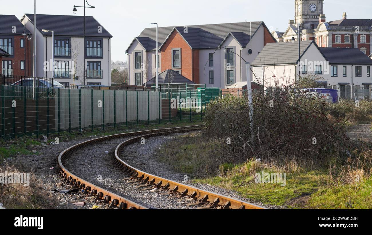 Barry dock regeneration old rail tracks run behind the latest phase of