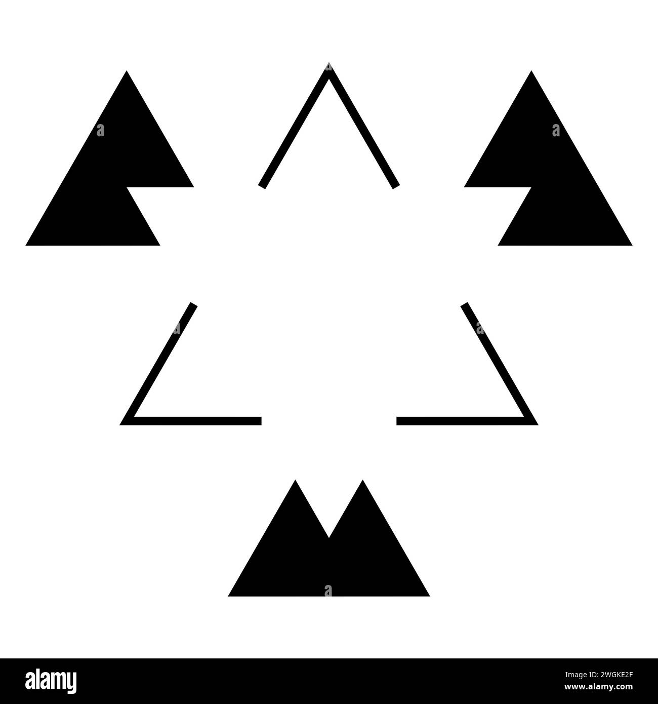 Optical illusion illustration. Puzzle. Brain teaser. Black and white