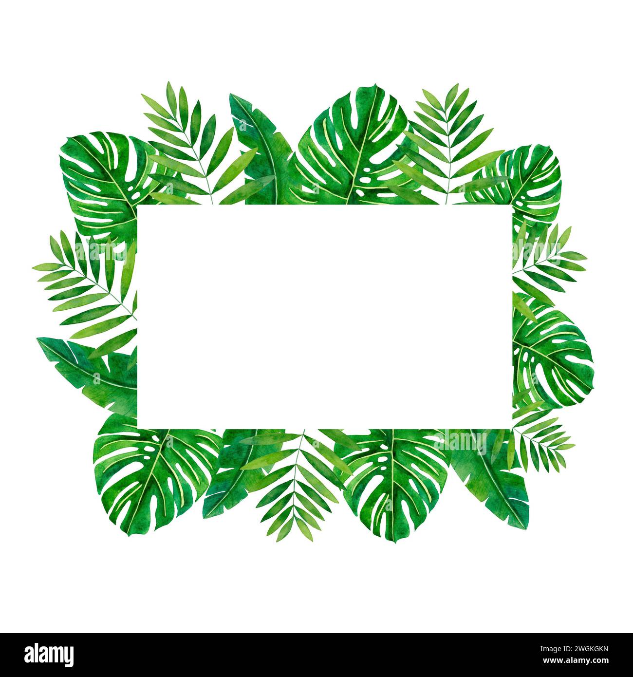 Watercolor summer floral frame. Illustration for greeting cards, design ...